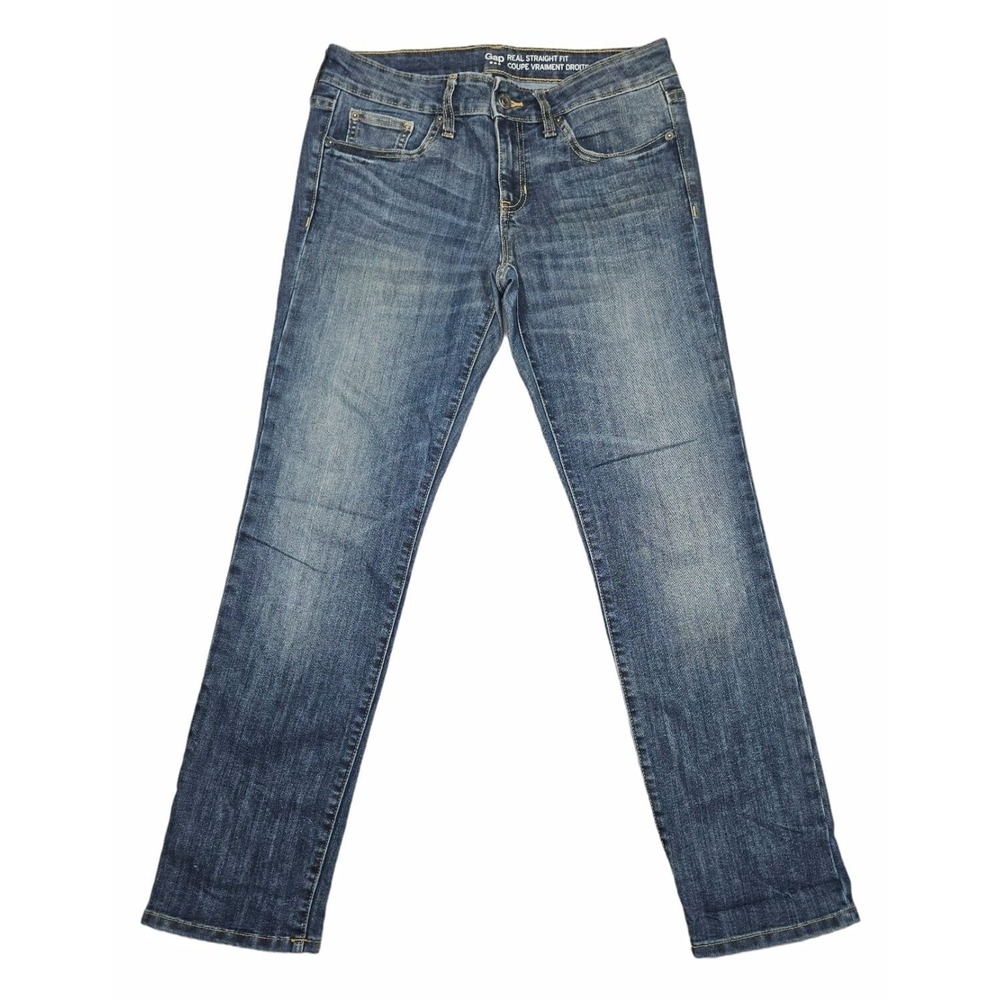 Gap Real Straight Fit Women's Size 6 / 28R Medium Indigo Blue Denim Jeans